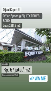 Dijual Office EQUITY Tower SCBD Ring-1 Size 188 m2 Semi Furnished