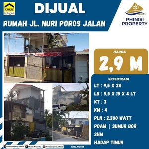 DIJUAL RUMAH 4 LANTAI DI JALAN NURI POROS JALAN