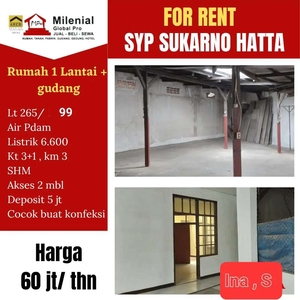 Disewakan Rumah Plus Gudang Sayap Soekarno Hatta Bandung