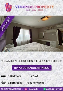 For Rent Thamrin Residence Apartemen 1BR Full Furnished High Floor