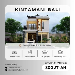 Rumah 2lt gaya Bali harga 800 JTan DP SUKA SUKA Free Biaya2 HOT DEAL