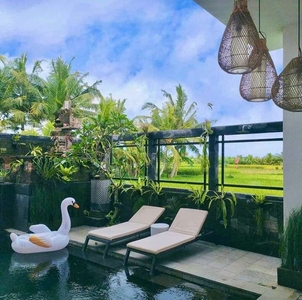 Villa Modern Style Mix Wooden with Ricefield Views in Ubud