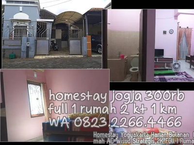 Homestay Yogyakarta Harian Bulanan Full 1 rumah AC Wisud Strategis 2K