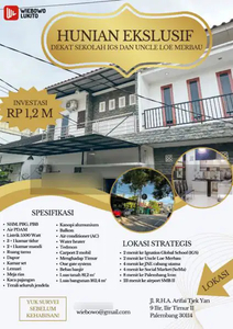 Hunian Premium Dekat Ignatius Global School dan Uncle Loe Palembang