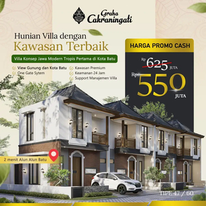 PROMO Villa Mewah 2 Lantai View 360 derajat Pegunungan Kota Batu