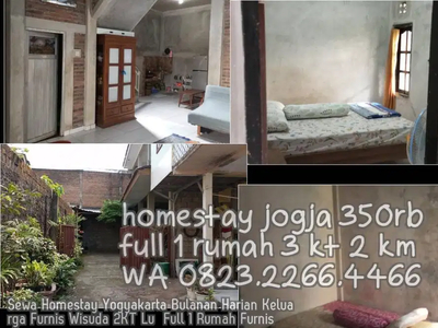 Sewa Homestay Yogyakarta Bulanan Harian Keluarga Furnis Wisuda 2KT Lu