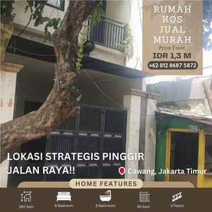 CAWANG CASH ONLY RUMAH KOS KOSAN 3 LT 8 KT DEKAT KANTORAN HARGA 1,3 M