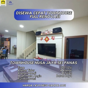 Dijual Cepat Townhouse Full Renov Nusa Jaya Sei Panas