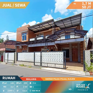 Dijual/Disewakan Rumah Desain Modern di Pulau Pulau, Klojen Malang