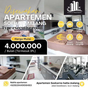 disewakan apartemen soehat malang include IPL executive room