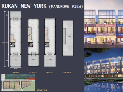 RUKO DIJUAL PIK MARINA BAY TIPE NEW YORK 4.5X23 VIEW MANGROVE 3.5 LAN