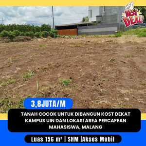 Tanah Cocok dibangun Kost percafean joyoagung dekat kampus UIN Malang