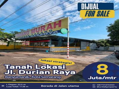 Dijual Tanah Strategis di Jl Durian Raya, Bayumanik Semarang