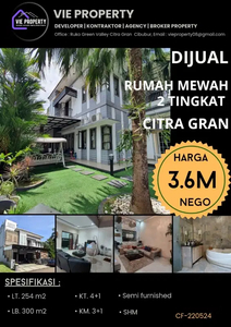 Dijual Cepat Rumah Mewah 2 Lantai Citra grand