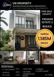 Dijual cepat rumah siap huni Premier estate 3 Bekasi