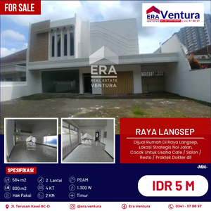 Dijual Rumah Di Raya Langsep, Lokasi Nol Jalan Cocok Untuk Usaha