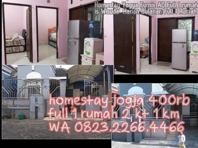 Homestay Yogya Furnis AC Full 1 rumah Strategis Wisuda Harian Bulanan