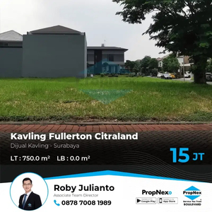 Kavling Citraland FULLERTON DEPAN Taman, Dkt Raffles BGI