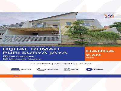 DIJUAL RUMAH MINIMALIS, FURNISHED DI PURI SURYA JAYA