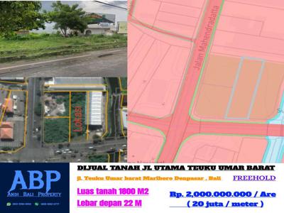 Dijual tanah jl utama Teuku Umar barat / marlboro Denpasar bali