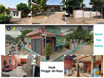 Rumah Hook 655m2 Toko Gudang Halaman Luas Strategis Pinggir Jalan Raya