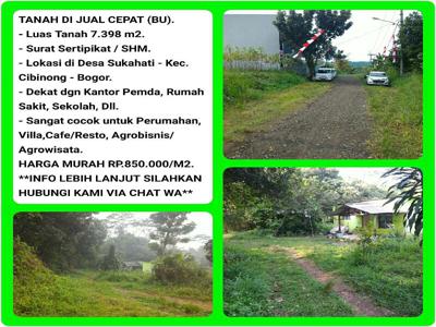 Tanah Dekat Pemda Kab.Bogor Murah SHM 7.305 m2.