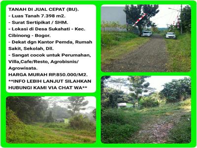 Tanah Murah 7.303m2 (Rp.850rb/m2) SHM dekat Pemda 03 Kab.Bogor.