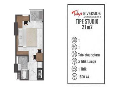 Dijual Apartmen Pik 2 Tokyo Riverside Ukuran 21m2 Tipe Studio Murah