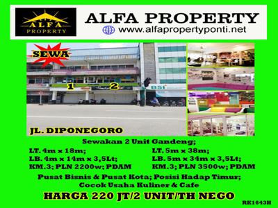 Disewa Ruko Diponegoro 3,5lt Full Keramik Pusat Kuliner Pontianak Kota