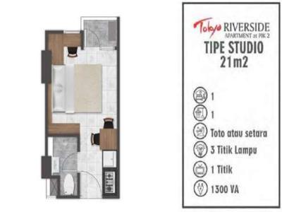 Sewa apartement tokyo riverside type studio 12jt/tahun
