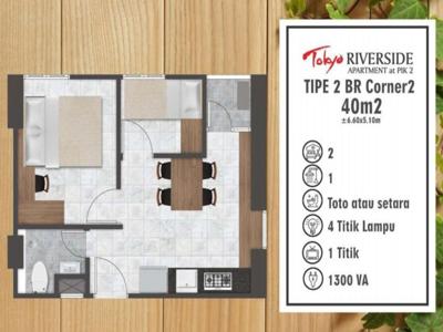 TEBUS MURAH, UNIT LANGKA Apartement Tokyo Riverside 2BR 40m di 490JT