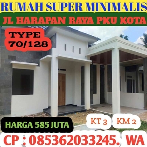 Dijual Rumah Baru Super MINIMALIS Jl Harapan Raya PKU Kota