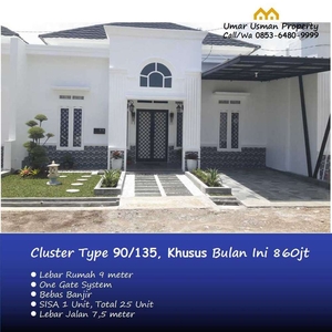 Jual Rumah Cluster Tipe 90 Dekat Universitas Baiturrahmah Padang