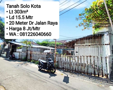 Jual Tanah Solo Kota, 50 Meter Dr Jalan Raya Utama