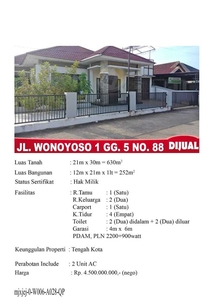 Rumah Mewah Jl Wonoyoso 1 Gg 5