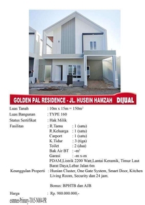 Rumah Type 160 Golden Pal Residence Husein Hamzah Pontianak