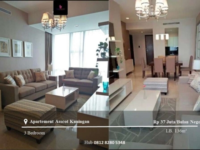 Sewa Apartment Ascott Kuningan High Floor 2BR+1 Furnished South View
