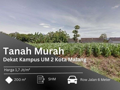 Tanah Dekat Kampus UM 2 Malang, Layak Bangun Kos Mahasiswa