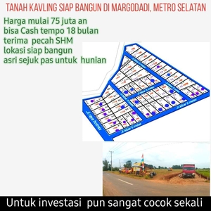 Tanah kavling siap investasi harga mulai 75 juta, cash tempo 6 bulan