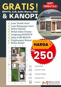 Beli Rumah Gratis Biaya Dll Bonus Kanopi