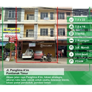 Dijual 2 Ruko Bekas Luas 236 m2 Plong Jalan Panglima Aim - Pontianak Kalimantan Barat