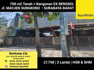 Dijual 758 M2 Tanah Bangunan Ex Bengkel Jl Mayjen Sungkono - Surabaya