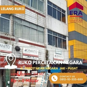 Dijual Ruko Bekas Luas 335 m2 Percetakan Negara Cempaka Putih - Jakarta Utara
