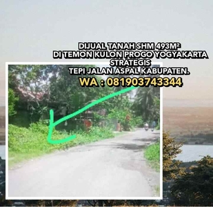 Dijual Tanah Shm 493m Temon Kulon Progo Yogyakarta Strategis Murah