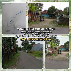 Dijual Tanah Strategis 2muka Lt158m Jl Wates Km9 Balecatur Sleman