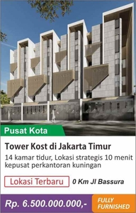 Dijual Tower Apartkost Dekat Bassura City Jakarta Timur