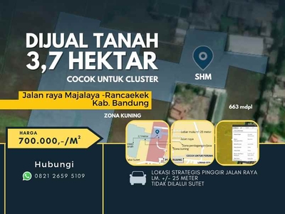 Jual Tanah 37 Ha Jl Raya Rancaekek Bandung