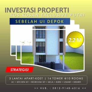 Property Investment Aoart-kost Di Beji Depok Dekat Ui