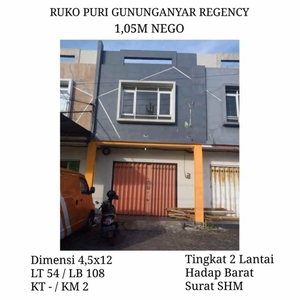 Ruko Puri Gunung Anyar Regency Surabaya 105m Nego Shm Hadap Barat