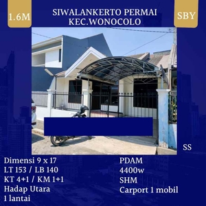 Rumah 1 Lantai Siwalankerto Permai Surabaya 16m Shm Hadap Utara